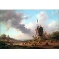 thumbnail image 1 of 24"x36" Gallery Poster, Summer Landscape with windmill 1850 by Kruseman Fredrik Marinus, 1 of 1
