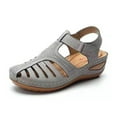 thumbnail image 1 of Guardurnaity Sandalias de cuña transpirables para mujer, ideales para salidas de verano. Sandalias para mujer, estilo casual de verano. Calzado gris treinta y seis, 1 of 6