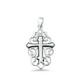 thumbnail image 2 of 24" Long 1.8mm Rolo Chain- Cross Pendant Oxidized Filigree 925 Sterling Silver Gift For Her, 2 of 6