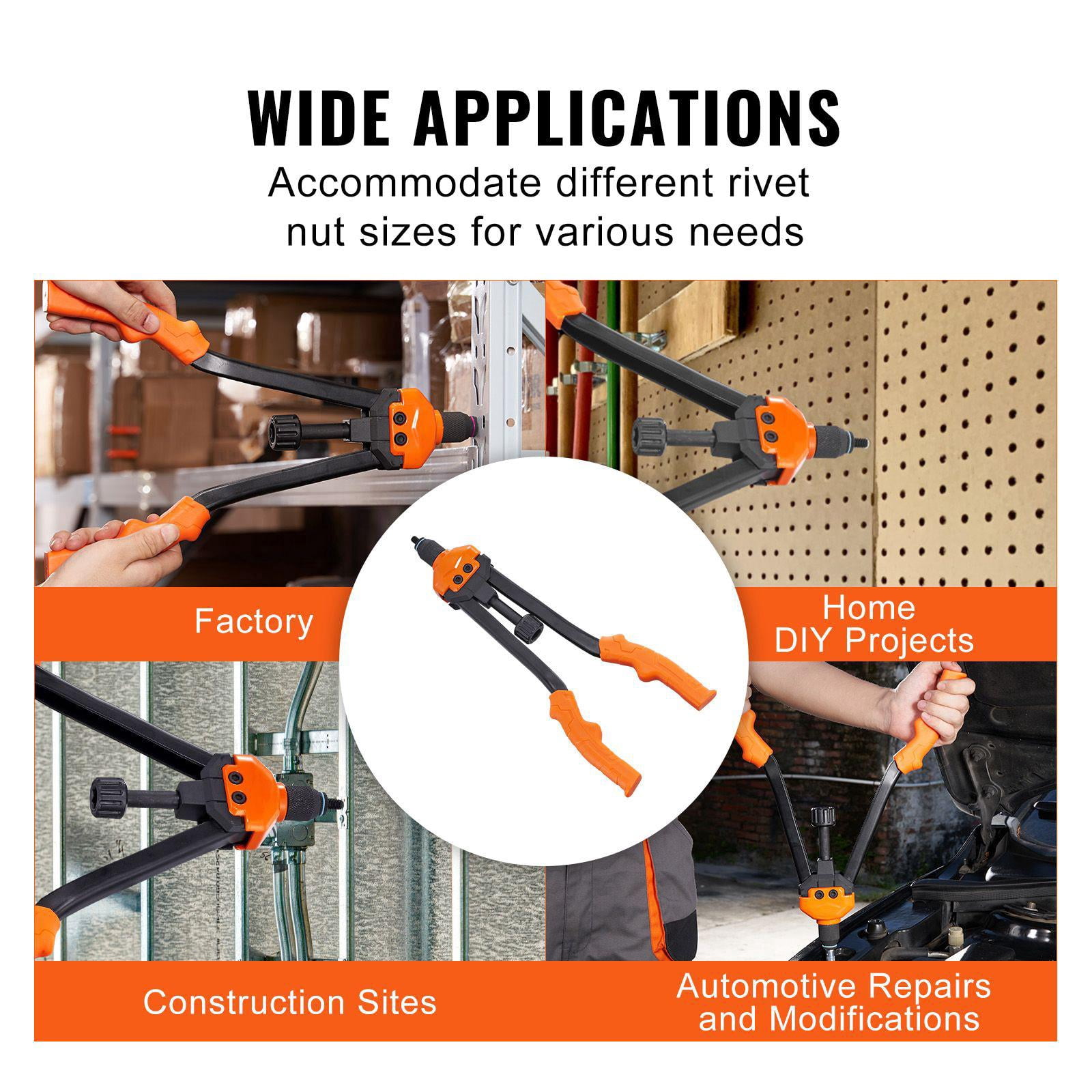 16" Rivet Nut Tool Kit with 13 Metric SAE Mandrels and 186 Rivet Nuts M3 M4 M5 M6 M8 M10 M12 1/4-20 5/16-18 3/8-16 1/2-13 8-32 10-24 in Carrying Case