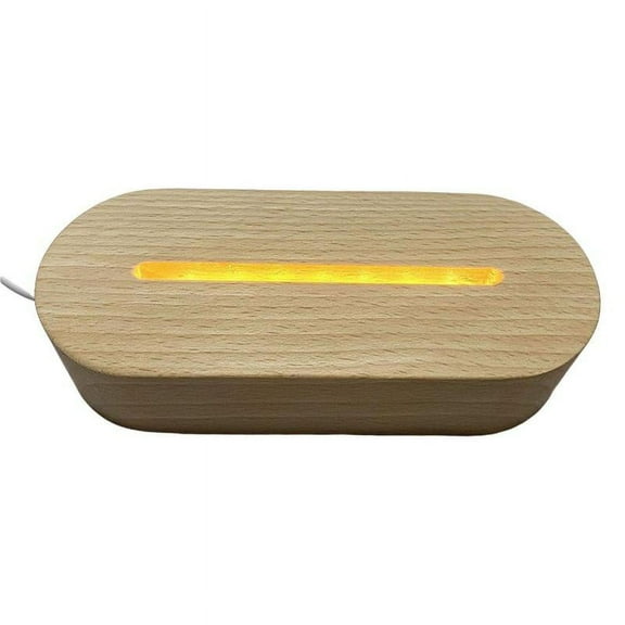 LED Lights Display Base Wooden Lighted Base Stand Long Oval Slot Lamp Night Light Base Holder for DIY Crystal Glass Art Acrylic