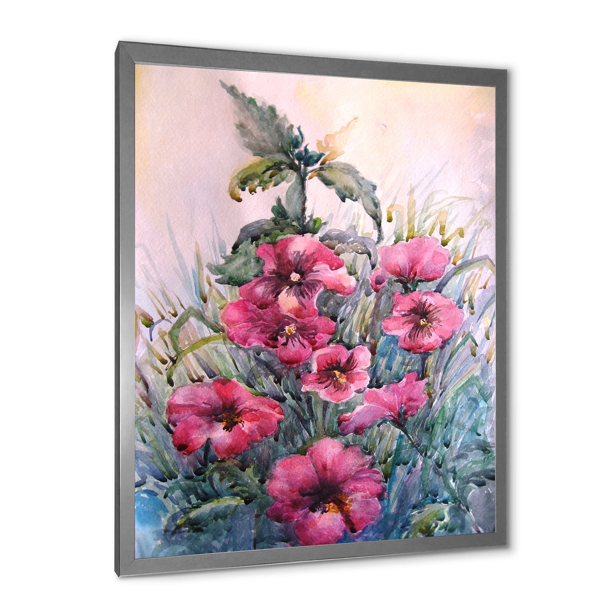Designart 'Blossoming Hibiscus Flowers In The Wild' Traditional Framed Art Print