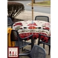 thumbnail image 4 of Outdoor Tablecloth with Umbrella Hole and Zipper, Merry Christmas Square Table Cloth 60x60 Inch Waterproof Tablecloth, Xmas Gnomes Snowflake Burlap Red Black Plaid Picnic Table Cover for Patio, 4 of 7