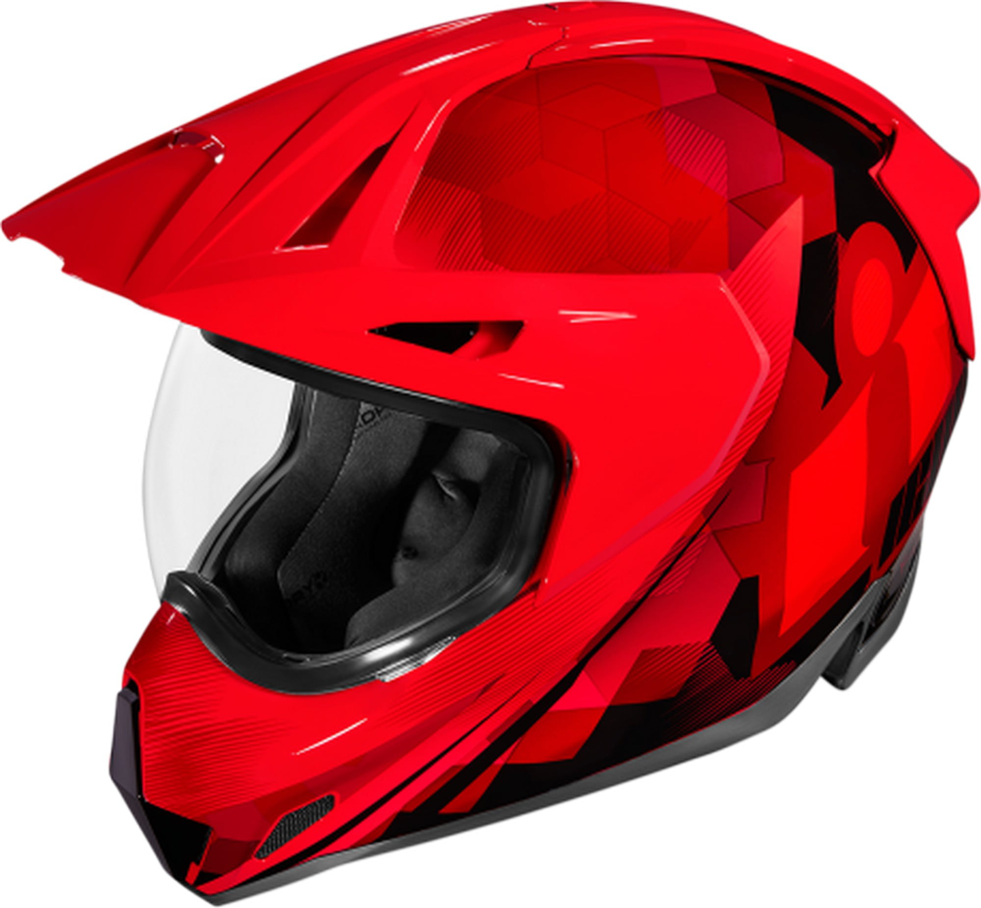 Helmet Motorcycle Scooter ECE 22-05 Sun Visor Full Face Graphic A-Pro Red
