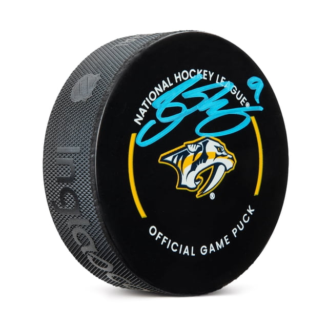 Filip Forsberg Autographié Nashville PRougeators Official Game Rondelle