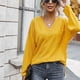 thumbnail image 1 of Blusas de manga larga con cuello en V, blusas casuales de manga larga con cuello en V para mujer, blusas de moda para mujer, diseño elevado, 1 of 9