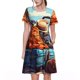 thumbnail image 1 of Easygdp Colorful Travel Luggage Gear para Vestido Transpirable de Mujer, Vestido Suelto de Manga Corta con Pliegues y Bolsillos para el Verano, 1 of 6