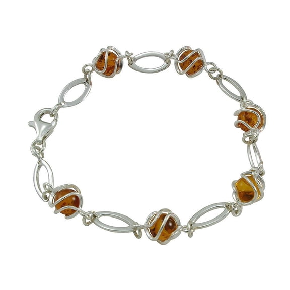 Sterling Silver Honey Baltic Amber Bracelet, Amber Jewelry Collection