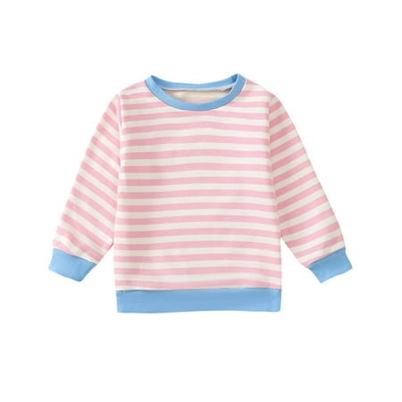 CYRBOKO Toddler Girl s Sweatshirts Autumn Cotton Holiday Crew Neck Clothing with Long Sleeve Pink Size 12-18 Months
