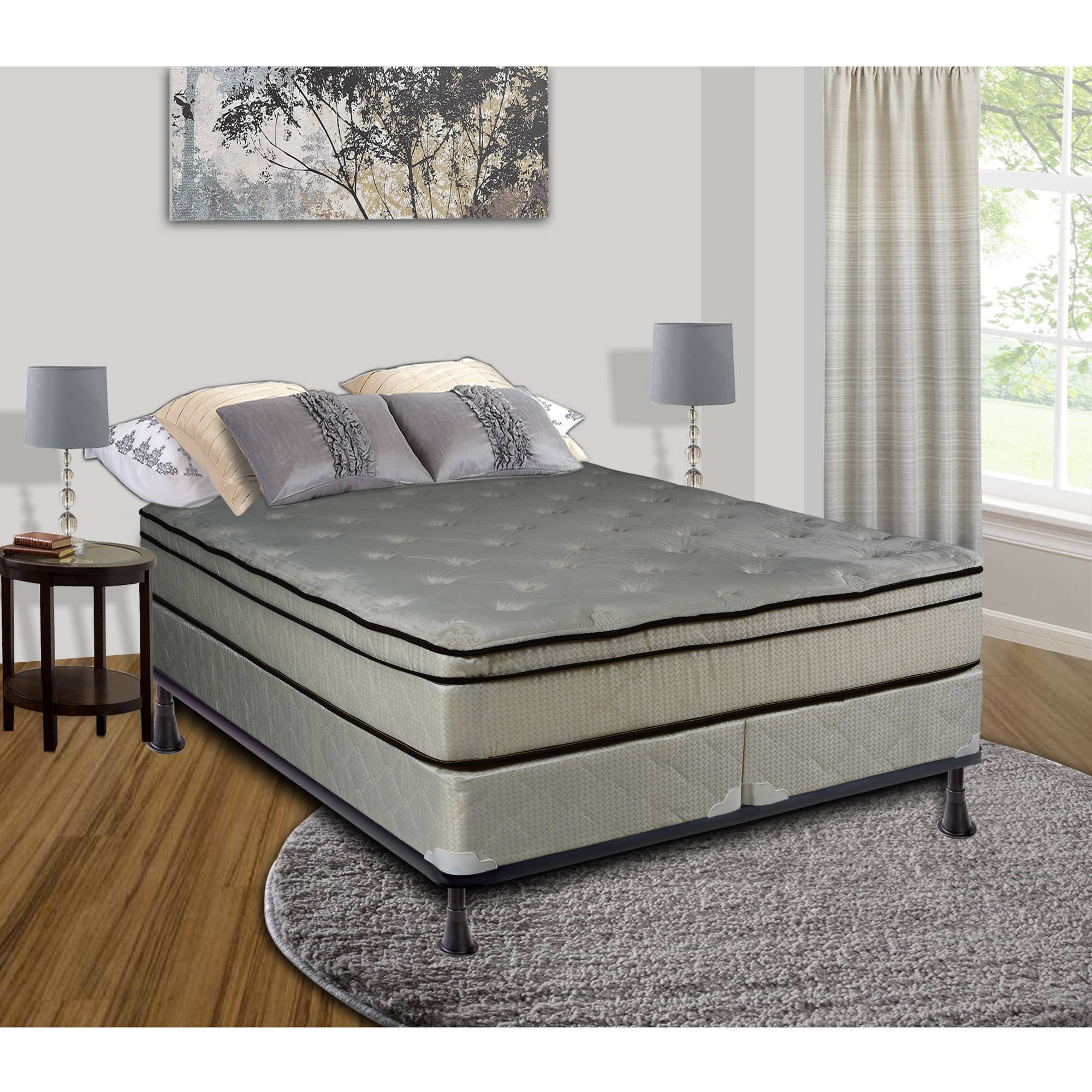 Continental Sleep Victoria 11 Euro Top Innerspring Mattress And 8 Continental Sleep Victoria 11 Euro Top Innerspring Mattress And 8 Split Box Spring Cozy Teddy Bear Fabric Twin Size Com