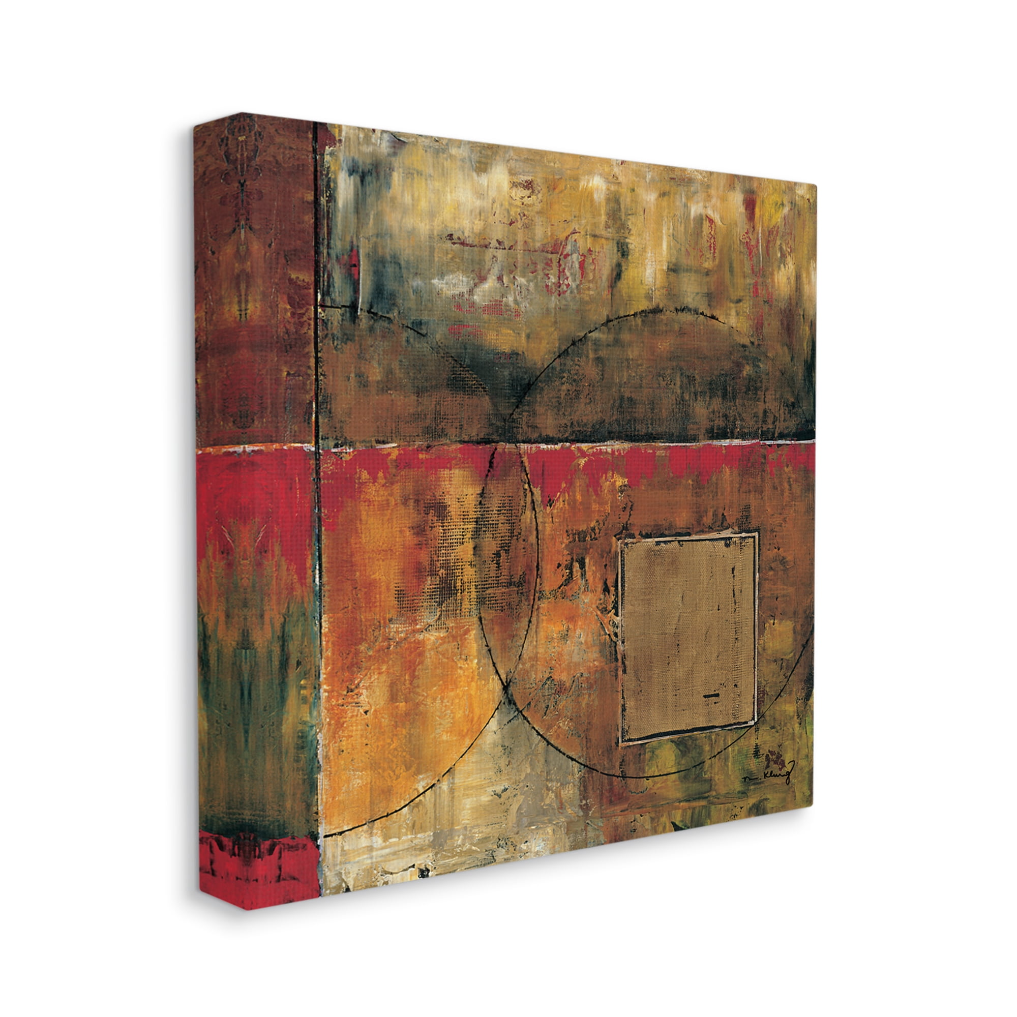 Stupell Industries Abstract Shapes and Lines Composition Red Brown Painting, 24 x 24,Design by Mike Klung