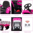 thumbnail image 4 of 12V Kids Battery Powered Electric Tractor with Trailer, Toddler Ride On Car w/Remote Control, 7-LED Headlights, 2+1 Gear Shift, MP3 Player USB Port for Kids 3-6 Years (Rose, 25W/ Tread Tire), 4 of 7