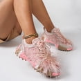 thumbnail image 5 of Pandaie Womens Lace Fashion Sneakers Rhinestone Butterfly Tassel Platform Walking Running Tennis Shoes for Casual Dressy (Red,6), 5 of 8