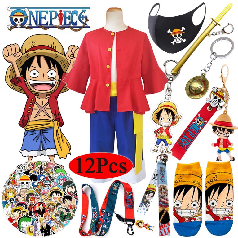 Japan 12Pcs Costumes Set - Monkey D. Luffy - One Piece Theme Party Uniform - Cosplay Lover Clothes with Accessories - Tops,Belt,Pants,Mask,Socks,Keychain,Sticker,Phone Strap for Boys - Walmart.com