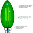 thumbnail image 6 of Luxrite E12 LED Filament Green Light Bulb, 4.5W=40W, Colored Glass Candelabra Bulb, UL, E12, Decoration, Party 2 Pack, 6 of 7