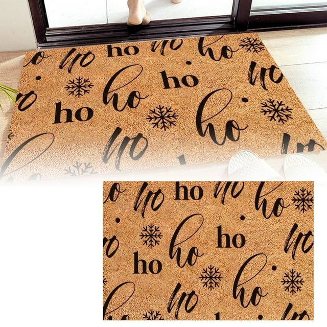 Festive Holiday Welcome Mat with Snowman and Snowflake Design for Christmas Photo Props and Home