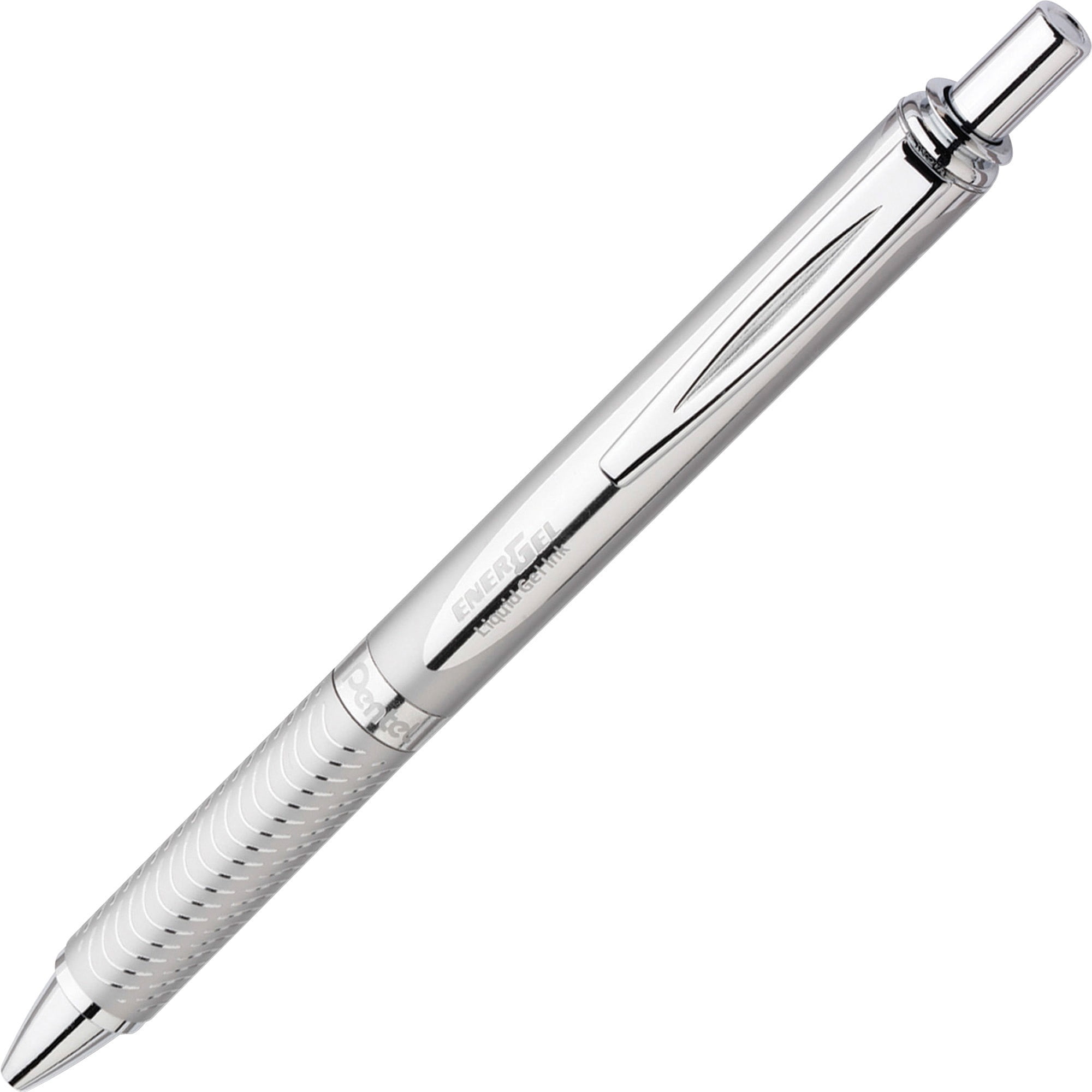Pentel EnerGel Alloy Retractable Premium Liquid Gel Pen, (0.7mm) Metal Tip,  Medium Line, Silver Barrel, Black Ink 