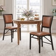 thumbnail image 2 of VECELO Set of 2 Metal Folding Chairs, High Back PU Upholstered Dining Chairs with Metal Frame, Modern Style Folding Chairs for Kitchen, Dining Room, Space Saving Design, Brown, 2 of 10