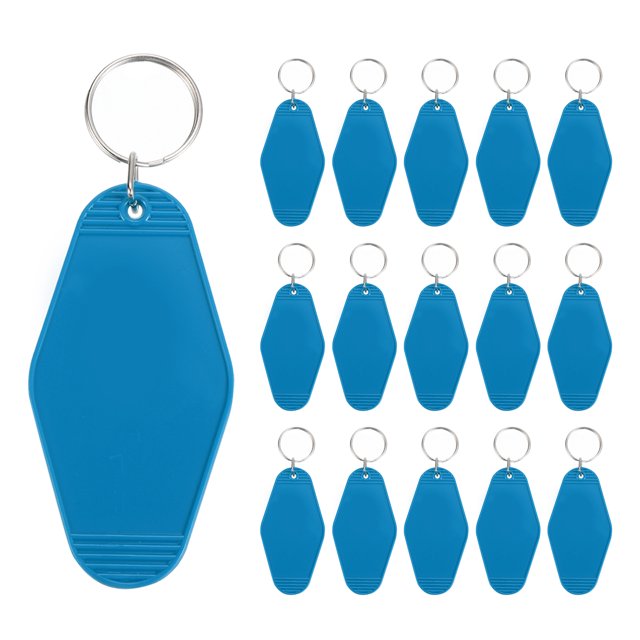 Unique Bargains Vintage Motel Keychain Blank Hotel Keychains Rhombus Retro Key Tag, Light Blue, 16 Pack