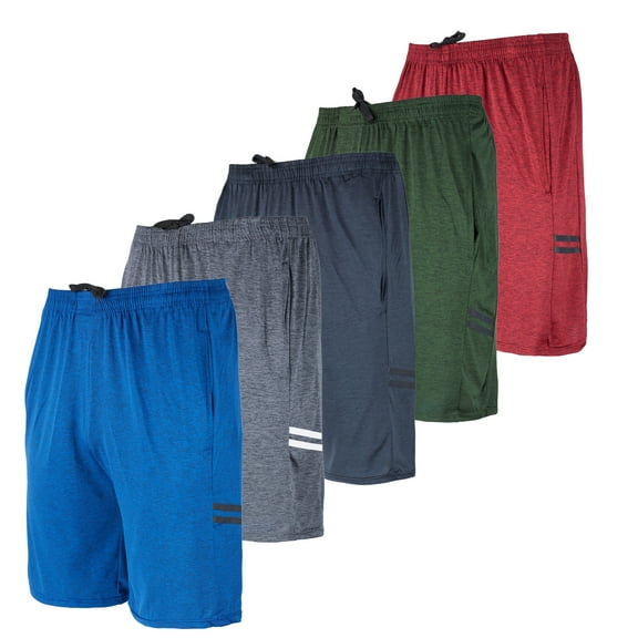 5 Pack:Men's Dry-Fit Sweat Resistant Active Athletic Performance Shorts