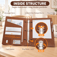 Brown 3 Ring Binder Organizer PU Leather A4 Letter Size Business ...