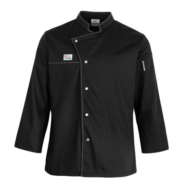 Chaqueta de chef de manga larga para catering, uniforme de trabajo de cocina Negro m Yuyangstore Uniformes de chaqueta de chef