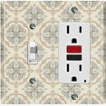 thumbnail image 1 of Metal Light Switch Plate Outlet Cover (Damask Ornament Tan Pattern - Single Toggle Single Rocker), 1 of 2