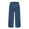 thumbnail image 3 of Lumtrix Womens Wide Leg Capri Pants 2026 Spring Summer Baggy High Waisted Trendy Cropped Trousers with Pockets Navy XL, 3 of 6