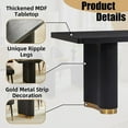 thumbnail image 3 of 63" Modern Black Rectangular Wood Dining Table, Large Dining Room Table with Rounded Corners, Gold Wavy Double Pedestal Base for Kitchen, Dining Room,Home Office, 3 of 6