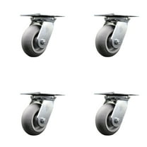 5 Inch Heavy Duty Thermoplastic Rubber Caster Set with Roller Bearings Set of 4