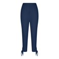 thumbnail image 6 of MLQIDK Pedal Pushers for Women Yoga Capri Pants Dressy Casual Knee Length High Waisted Cropped Pants Trendy Summer Yoga Capri Pants with Pockets Navy M, 6 of 6