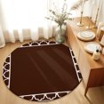 thumbnail image 3 of Chocolate Brown Round Living Room Rugs 4 ft, Brown Morocco Printed Border Modern Rustic Washable Area Rug with Non-Slip Sturdy Edge Binding Round Carpet for Entryway Kitchen Bedroom Bathroom, 3 of 9
