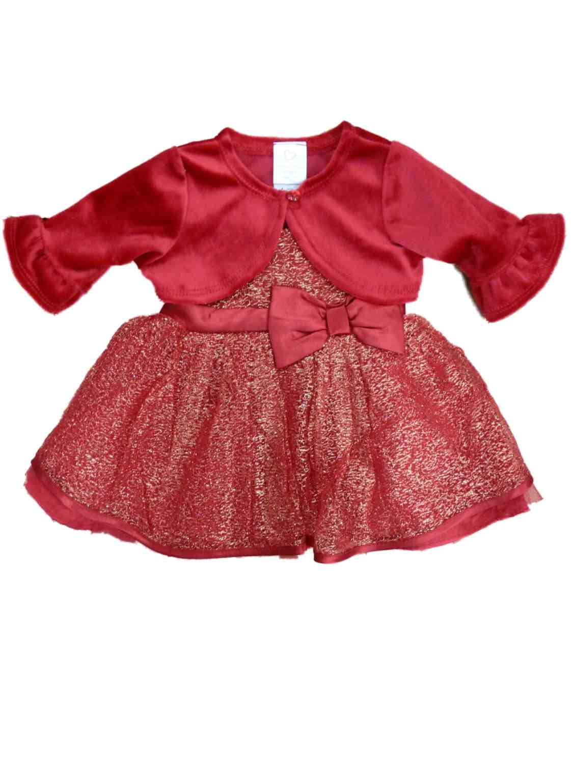 Lilax Little Girls' Holiday Christmas Santa Sparkle Hood Red Dress with Belt 7 