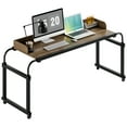 thumbnail image 5 of Anvazise 47.24" Over Bed Table Overbed Table with 360 Degree Wheels, Mobile Bed Desk with Baffle, Cup Holder, Length Height Adjustable Standing Workstation Table (Black), 5 of 13