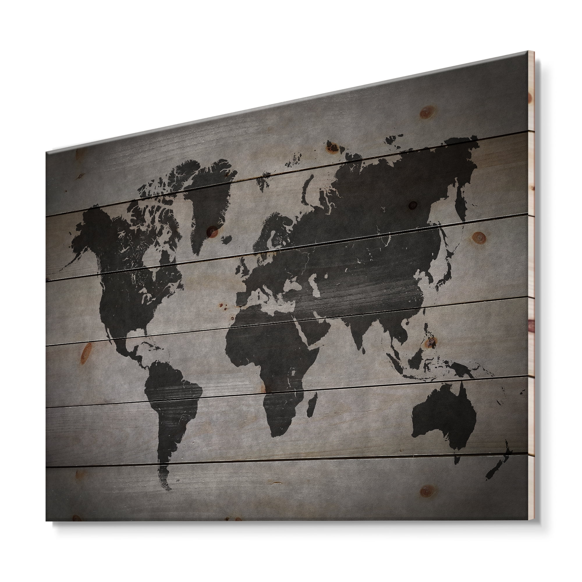 Designart 'Ancient World Map IX' Vintage Print on Natural Pine Wood