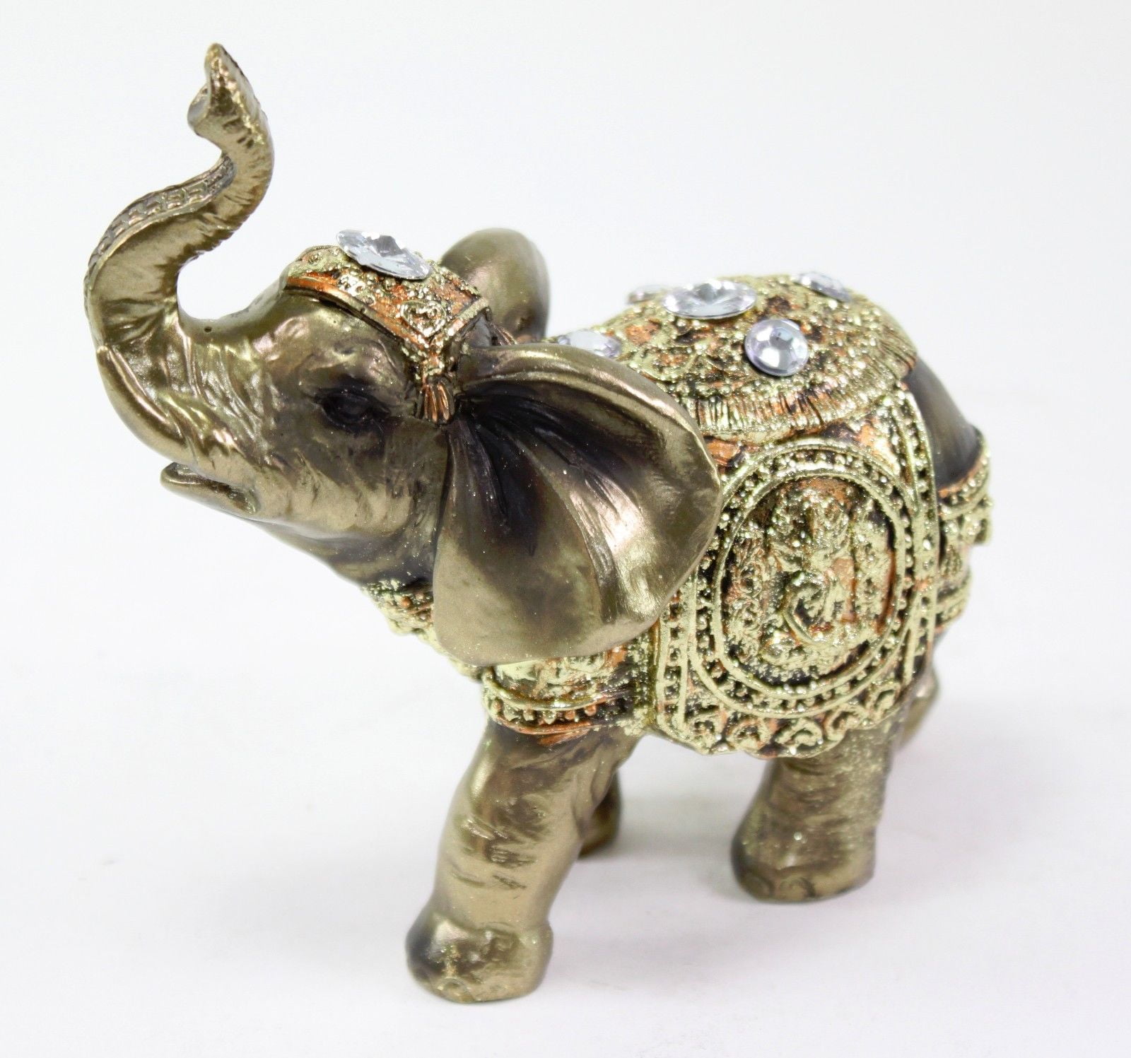 Feng Shui 5" Bronze Color Elephant Trunk Statue Wealth Lucky Figurine Gift Home Decor