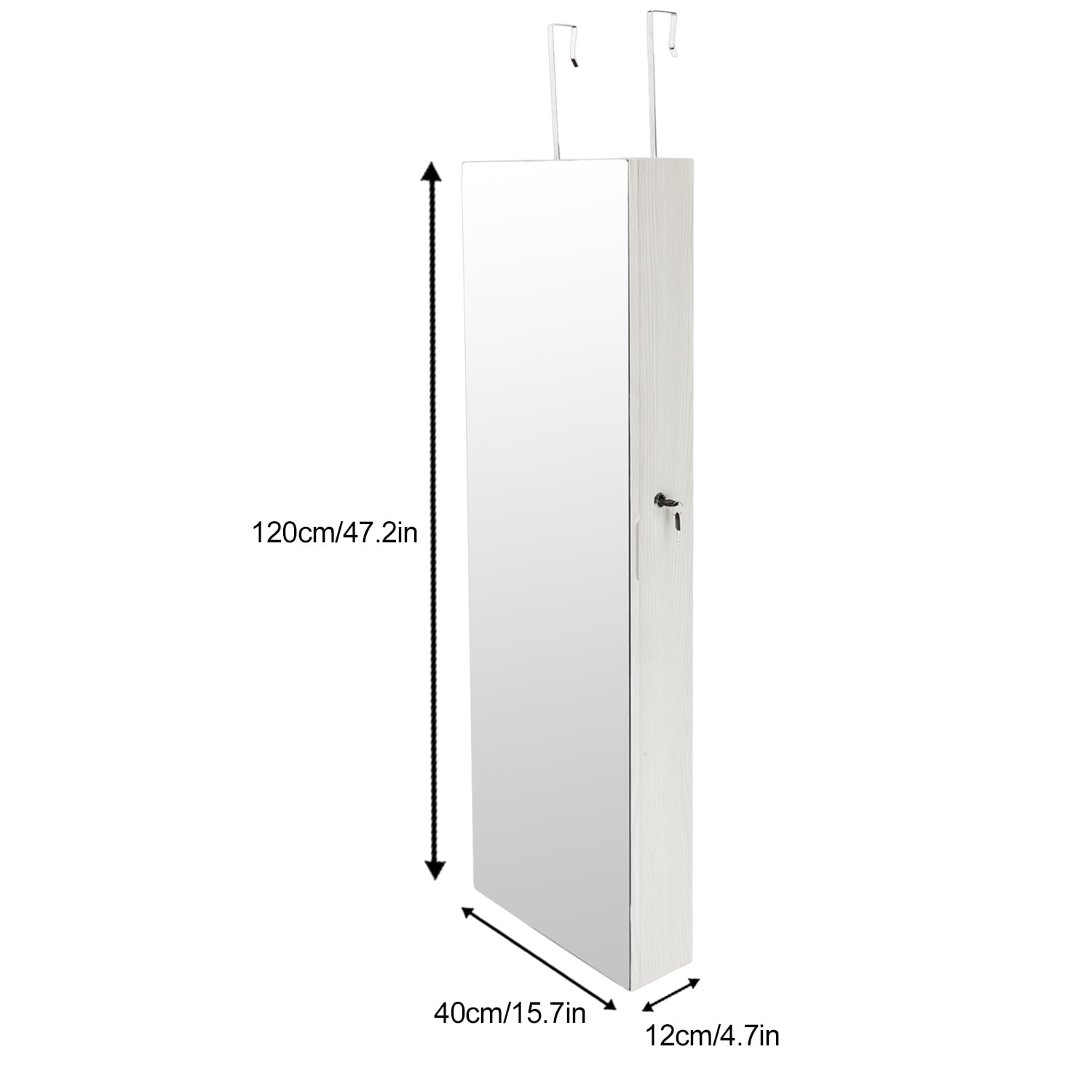 Lowestbest Retro Wood Grain Mirror Cabinet, Decoration Storage Dressing Mirror Jewelry Cabinet, White