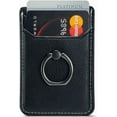 thumbnail image 4 of Leather Cell Phone Card Holder Pouch Pocket Wallet Stick With Finger Ring Stand, 4 of 6