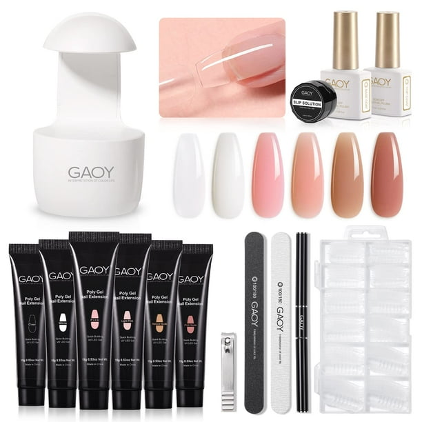 Kit de uñas GAOY Poli Gel con UV Light 6 Builder Gel 15 g
