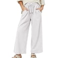 thumbnail image 2 of YuXingFu Womens Linen Pants Women Loose Dress Pants High Full - Pocket Casual White XXXL, 2 of 6