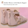 thumbnail image 4 of HOMEHOT Toddler Girl Sandals for Summer Gladiator Cross-tied Zipper Flat Sandals with Strappy Ankle Zipper Toddler 9 Pink, 4 of 6
