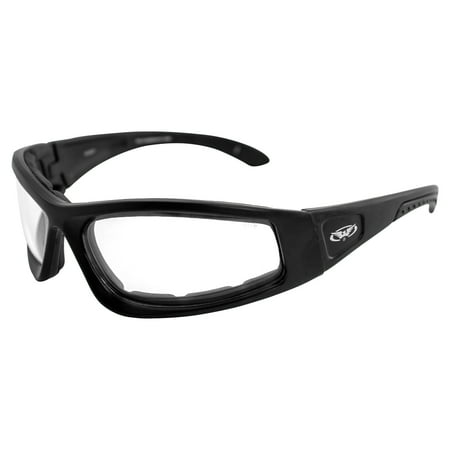 

Global Vision Triumphant Padded Riding Safety Sunglasses For Men & Women Shatterproof Polycarbonate Lens UV400 Scratch-Resistant Vented EVA Foam Motorcycle Sunglasses Black Frame w/ Clear Lens