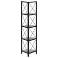 thumbnail image 6 of JERFIT 4 Tier Corner Bookshelf with X-Design Metal Frame, Grey Laminated Shelves for Living Room, Bedroom & Office Storage, 6 of 10