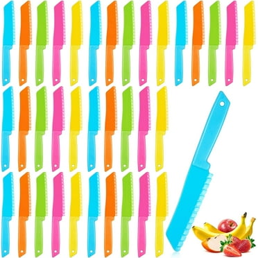30 Pcs Kids Plastic Kitchen Knife Set for Toddler Safe Nylon Cooking Knives Kids Knife Cooking Chef Kids Nylon Knives for Bread Fruit Lettuce Knife and Salad Knife
