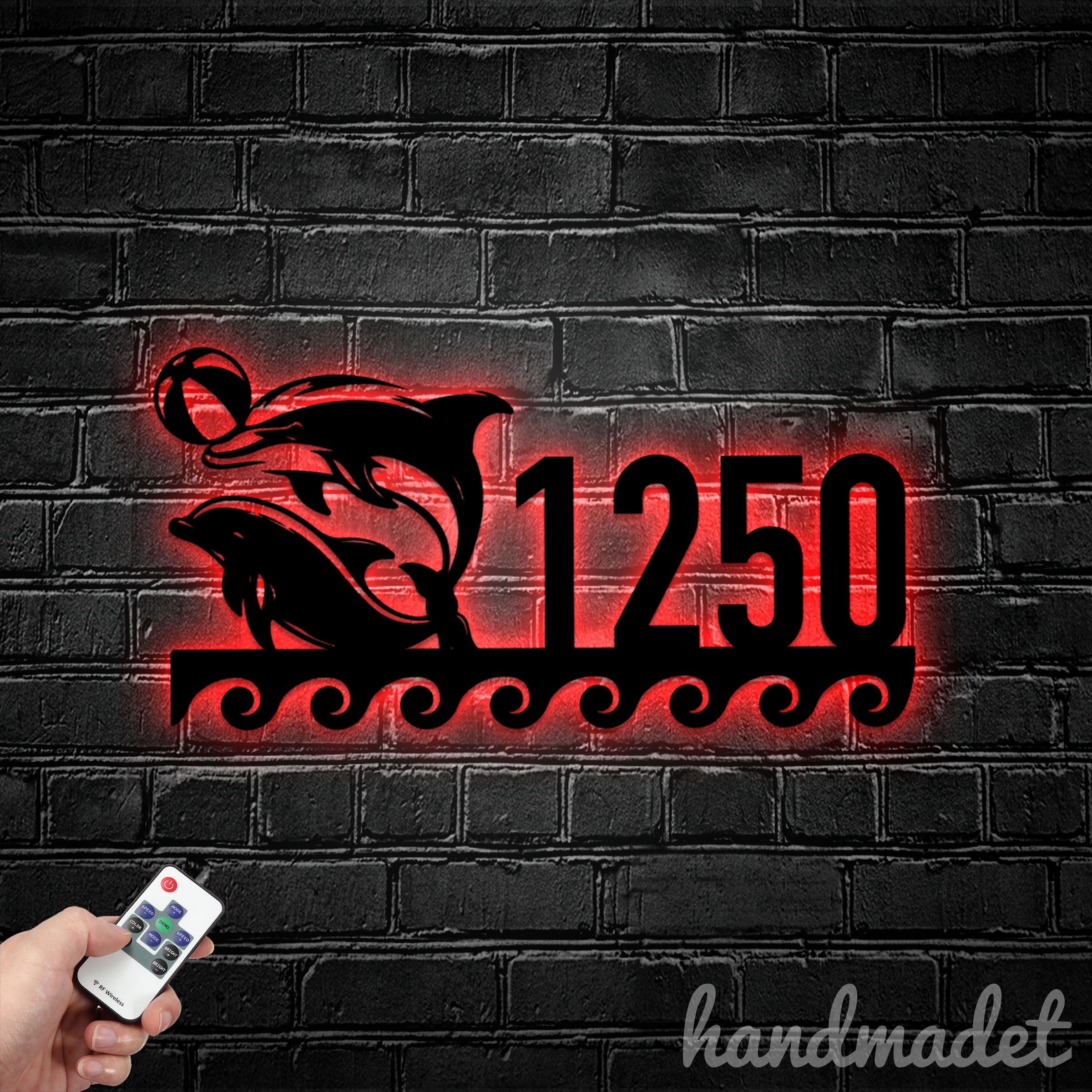 Handmadetneonsign Dolphins Address House Number, Dolphins Address Metal, Dolphins House Address Sign 63600
