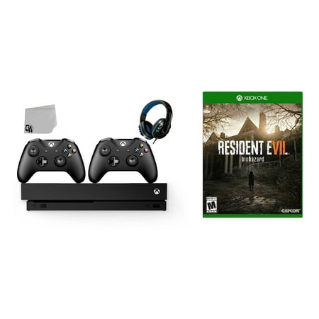 Microsoft Xbox One X 1TB Gaming Console Black with 2 Controller Included with Resident Evil 7 BOLT AXTION Bundle Used