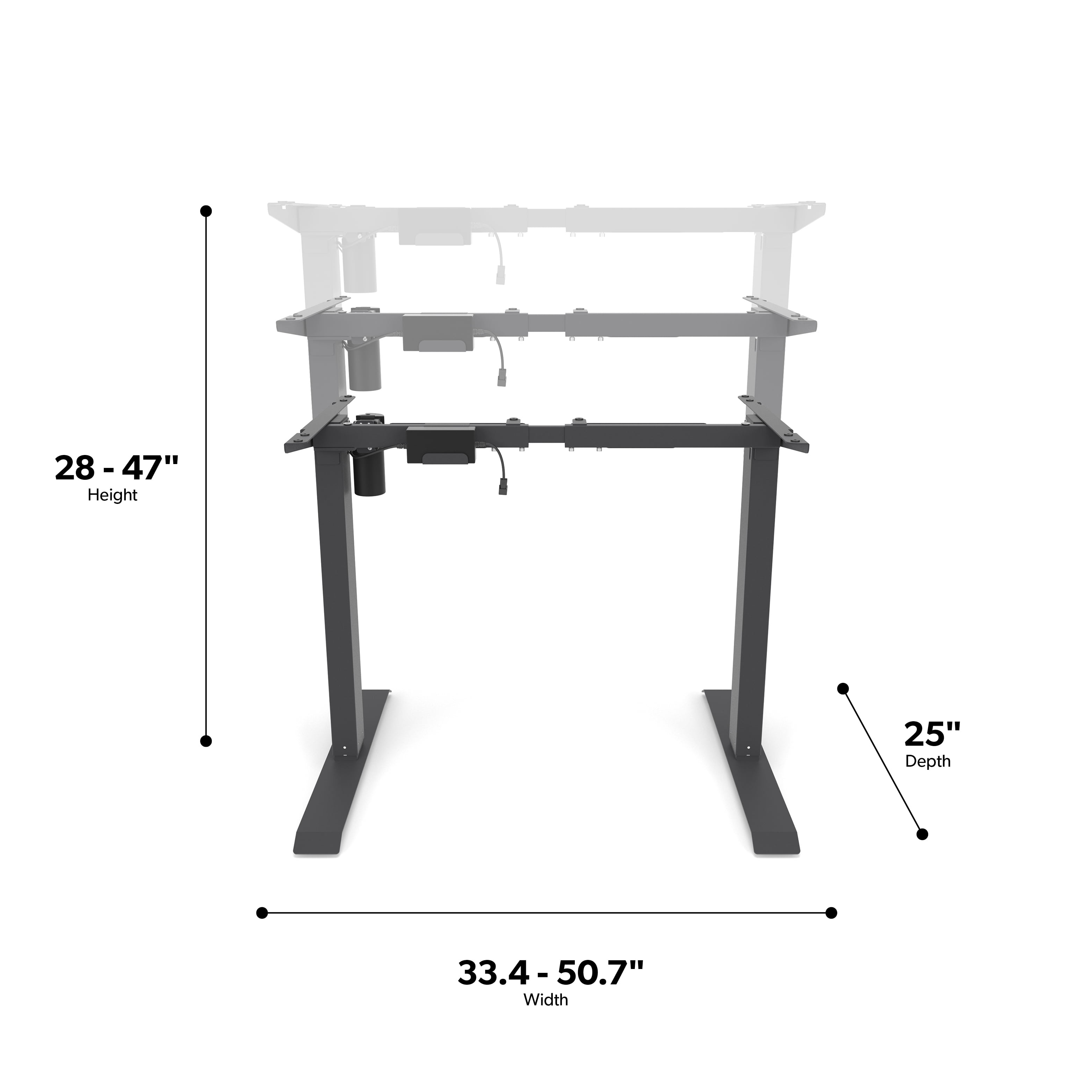 HON Basyx Commercial-Grade Electric Height Adjustable Desk Base 28" to 47"