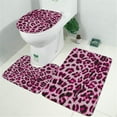 thumbnail image 2 of Pink and Gray Of Leopard Print Bathroom Rugs Sets 3 Piece,Toilet Cover Set,Absorbent Non Slip Bathroom Mats Sets with U-Shaped Contour Rug Toilet Rug Set, 2 of 5