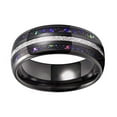 thumbnail image 2 of Wedding Band Men or Women. 8mm Meteorite Rainbow Opal Black Tungsten Ring, 2 of 5