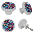 thumbnail image 4 of Graffiti Fluorescent Drawer Pulls with Screws - Round 4-Pack Glow-in-the-Dark Knobs, Suitable for Cabinets, Wardrobes, and Dressers - Furniture Decor with Dresser Handles, 4 of 6